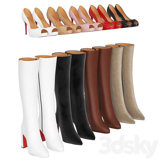 Womens shoes wardrobe 3ds Max - thumbnail 3