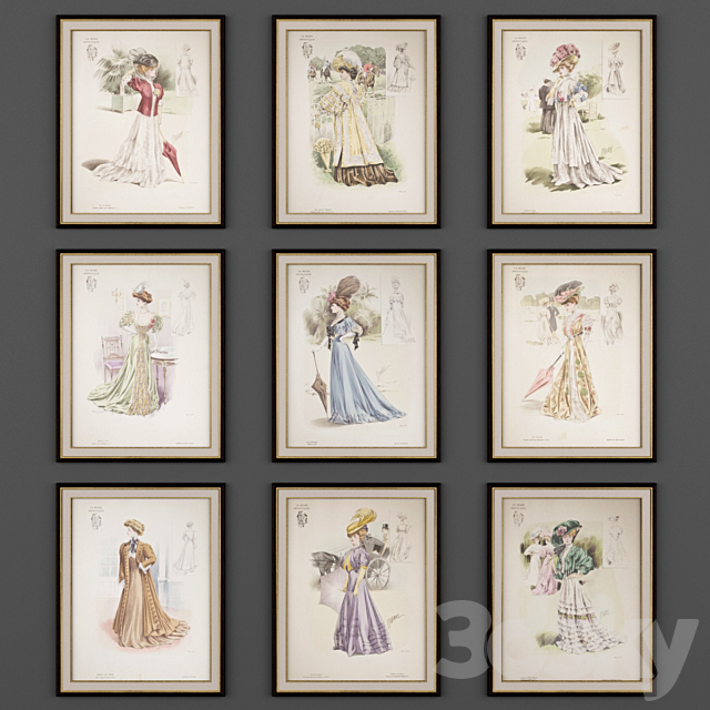 9 ancient fashion prints 3ds Max - thumbnail 1