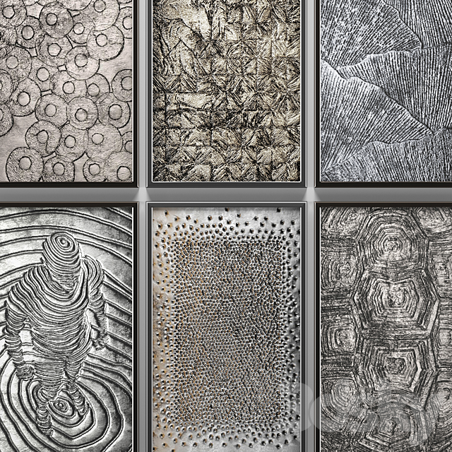 A collection of paintings. modern art. eleven wall decor a set of paintings luxury metal set decorative abstraction pattern loft industrial style 3DS Max Model - thumbnail 2