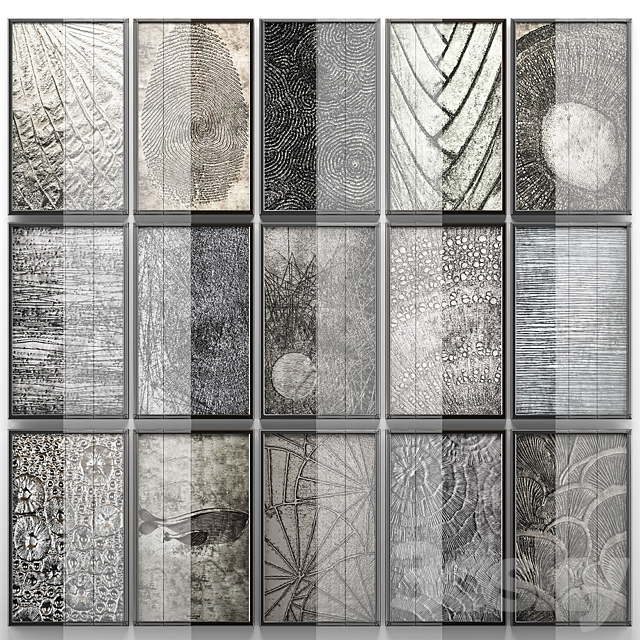 A collection of paintings. modern art. ten. wall decor. a set of paintings. luxury. metal. set. decorative. abstraction. pattern. loft. industrial style 3DSMax File - thumbnail 3