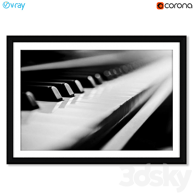 A series of black and white posters with musical instruments. 3DS Max Model - thumbnail 3