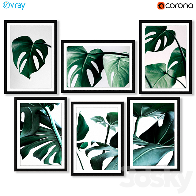 A series of posters with a Monster plant (Monstera) 3ds Max - thumbnail 1