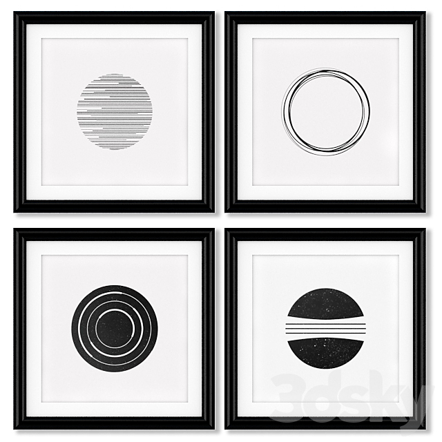 A series of posters with geometric figures. 3DS Max Model - thumbnail 1