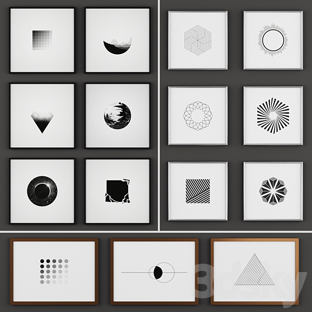 A set of 15 minimalist paintings 3ds Max - thumbnail 1