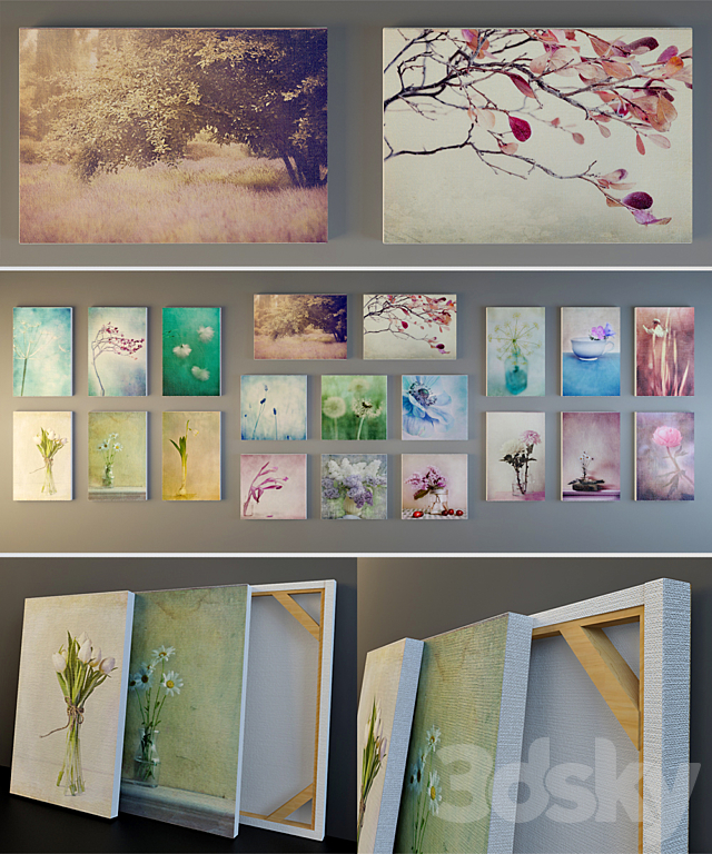 A set of paintings “Flowers” 3DSMax File - thumbnail 1