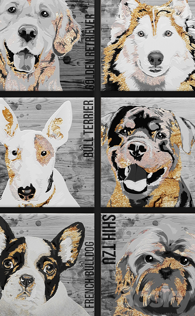 A set of pictures from Oliver Gal set of pictures dog animals 3DS Max Model - thumbnail 2