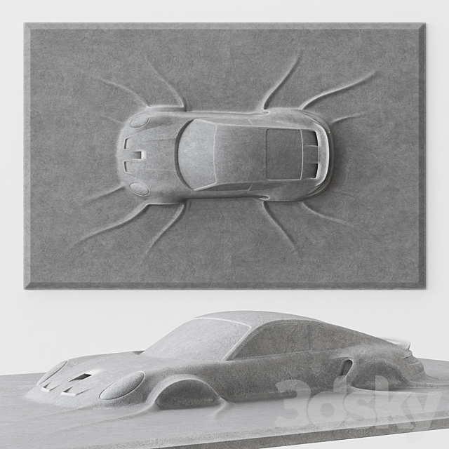 Abstract sculpture Porsche 911 GTS 3ds Max - thumbnail 1