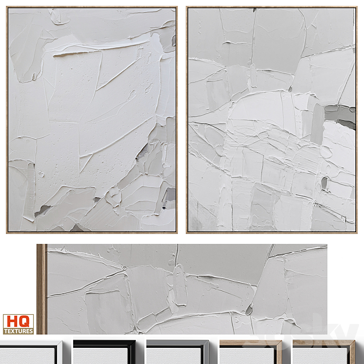 Abstract Textural Plaster Wall Art C-439 3DS Max Model - thumbnail 1