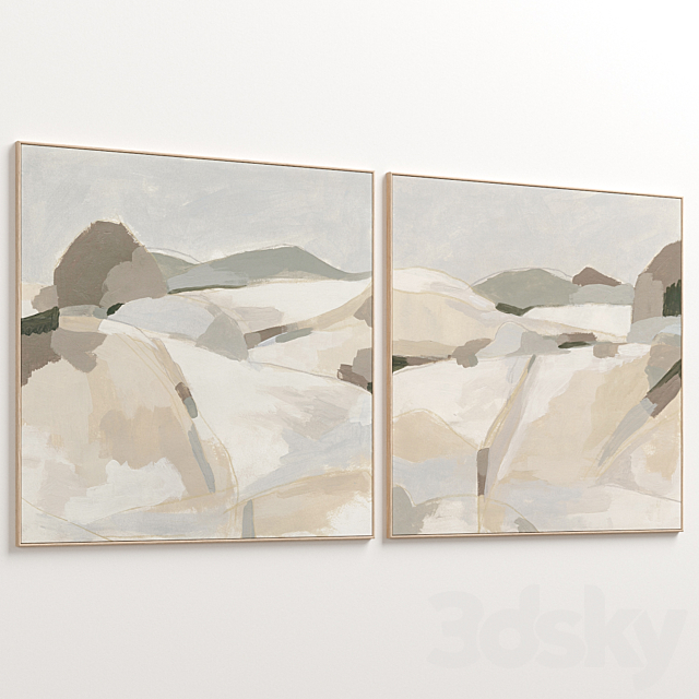 Accent Beige Large Abstract Wall Art C-698 3ds Max - thumbnail 3