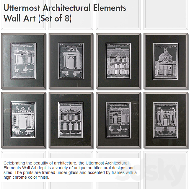 Baguette \\ Uttermost Architectural Elements Wall Art (Set of 8) 3ds Max - thumbnail 1