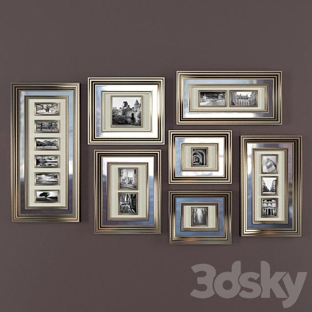 Baguettes Mirrored Collage Frame Gallery 3DSMax File - thumbnail 1