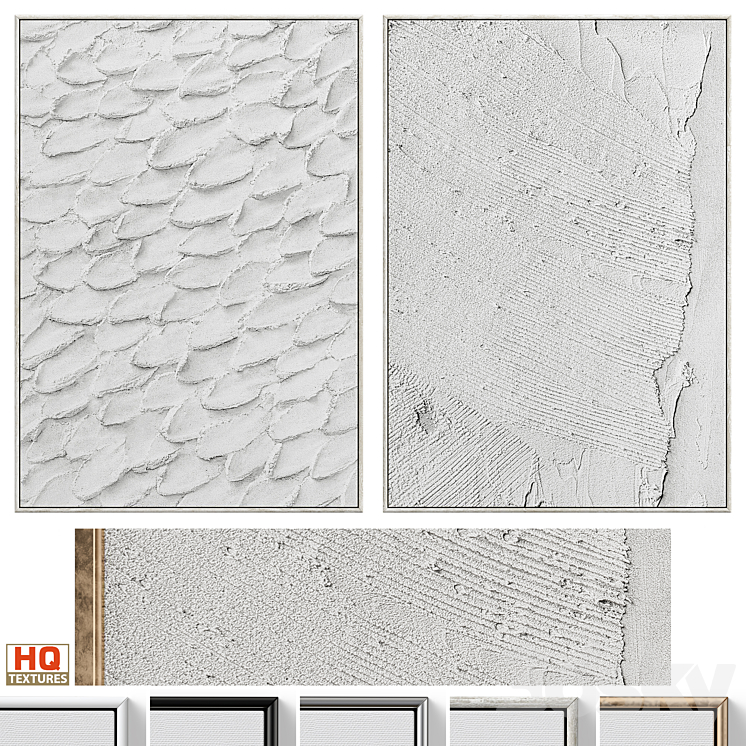 Boho Gray Relief Plaster Wall Art C-677 3DS Max Model - thumbnail 3