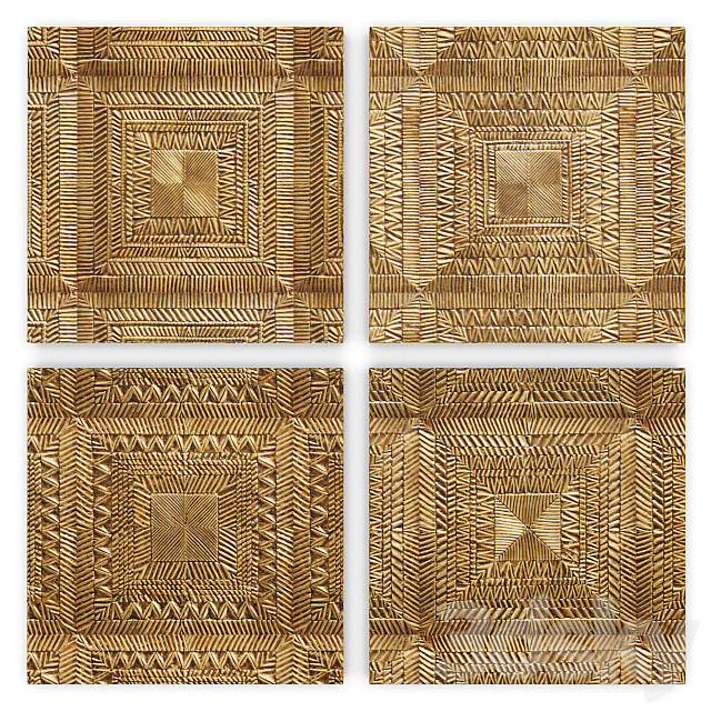 Brass Clad Square Wall Panel Collection 3ds Max - thumbnail 1