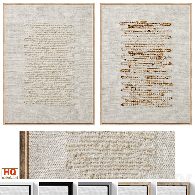 Calm Linen Textural Neutral Wall Art C-828 3DS Max Model - thumbnail 1