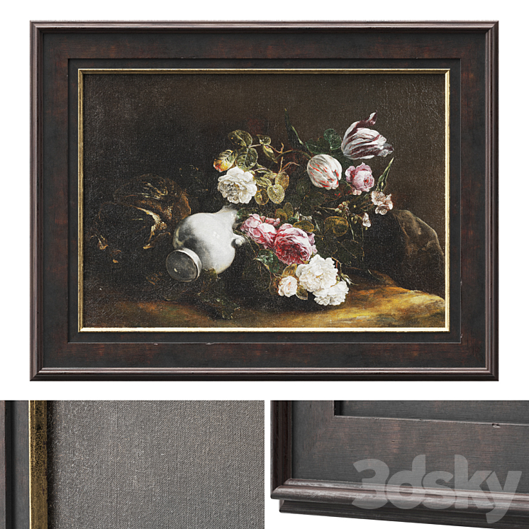 Classic frame with floral still life 3DS Max Model - thumbnail 3