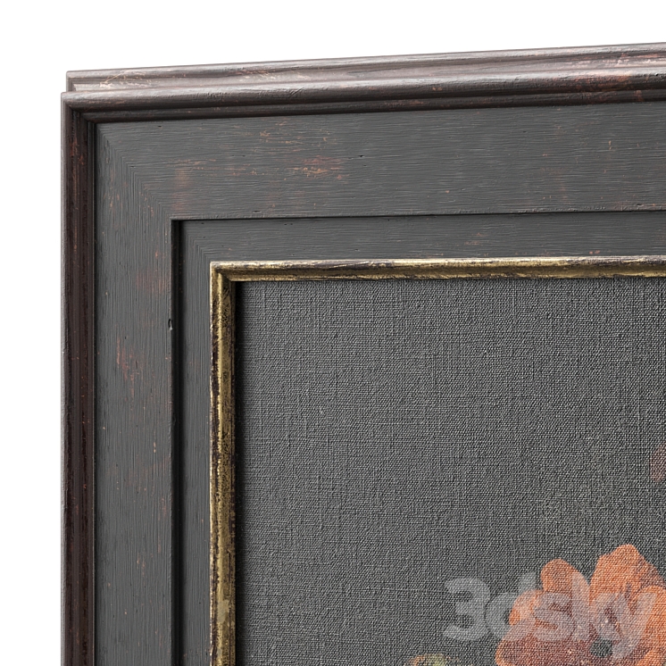 Classic frame with flowers 3DS Max Model - thumbnail 2