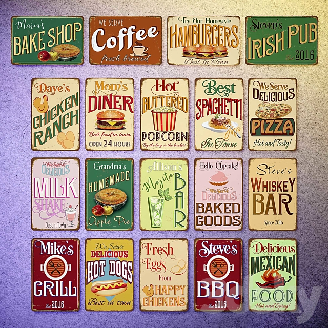 Classic Metal Signs Bar 3DS Max Model - thumbnail 2