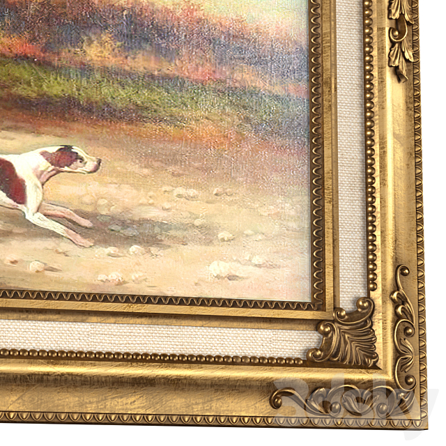 Classic picture passepartout in gold frame.PASSE-PARTOUTS Сanvas Frame picture gold 3ds Max - thumbnail 2