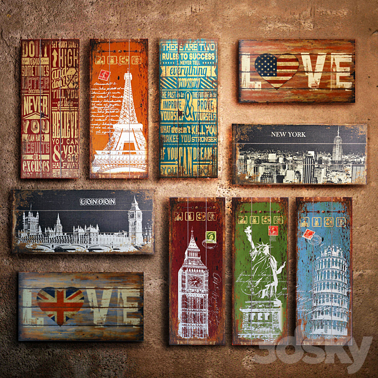 Collection 12: interior plate (decorative sign wooden panels) 3DS Max - thumbnail 1