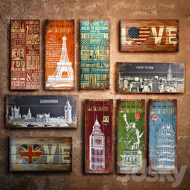 Collection 12: interior plate (decorative sign. wooden panels) 3DSMax File - thumbnail 1