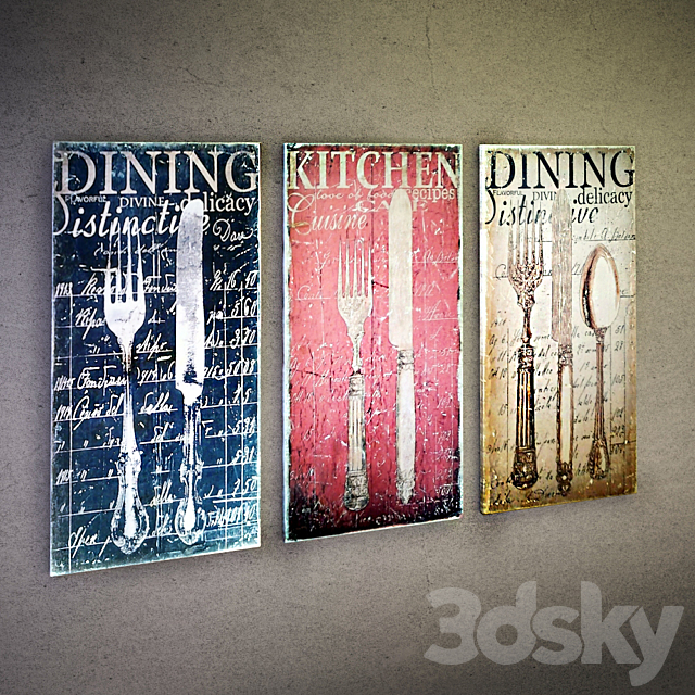 Collection 3: interior plate (decorative sign wooden panels wood poster) 3DS Max Model - thumbnail 2