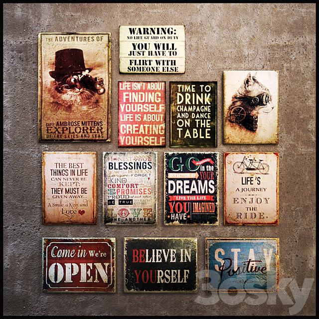 Collection 8: interior plate (decorative signboard. wood panels. wood poster) 3DSMax File - thumbnail 1