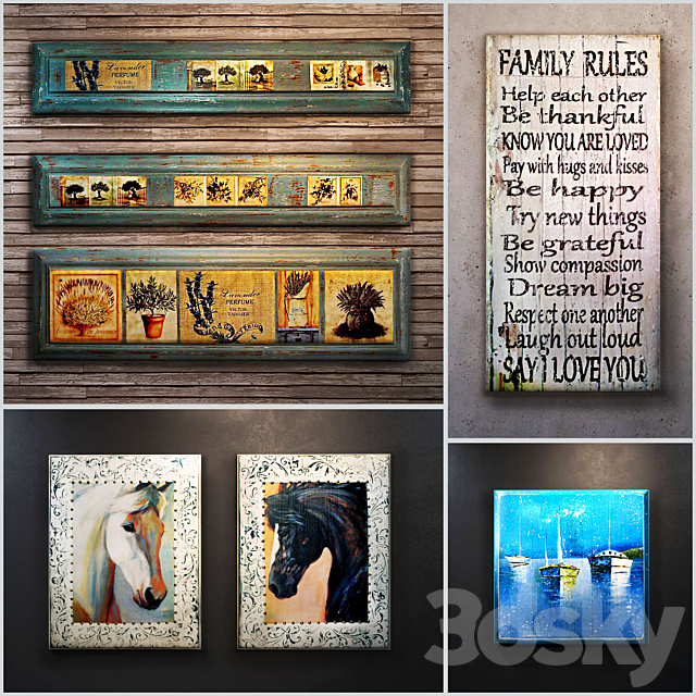 Collection of 10: a decorative panel (interior plaque wooden picture) 3ds Max - thumbnail 1