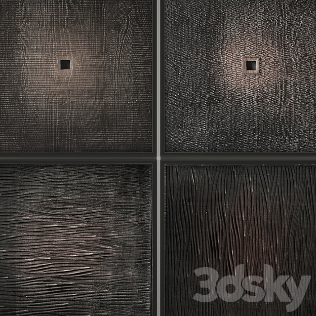 Collection of black dark paintings frame wall decor decoration eco design natural materials wooden. Set of 14 3DS Max Model - thumbnail 2