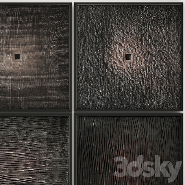 Collection of black dark paintings frame wall decor decoration eco design natural materials wooden. Set of 14 3DS Max Model - thumbnail 5