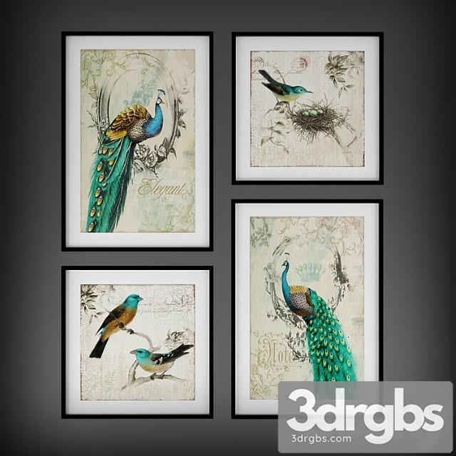 Collection of Paintings Birds 3dsmax Download - thumbnail 1