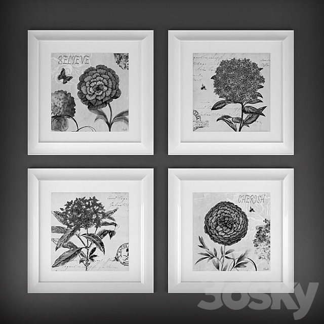 Collection of paintings “Flowers” 3ds Max - thumbnail 1