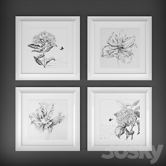 Collection of paintings “Flowers” 3ds Max - thumbnail 3