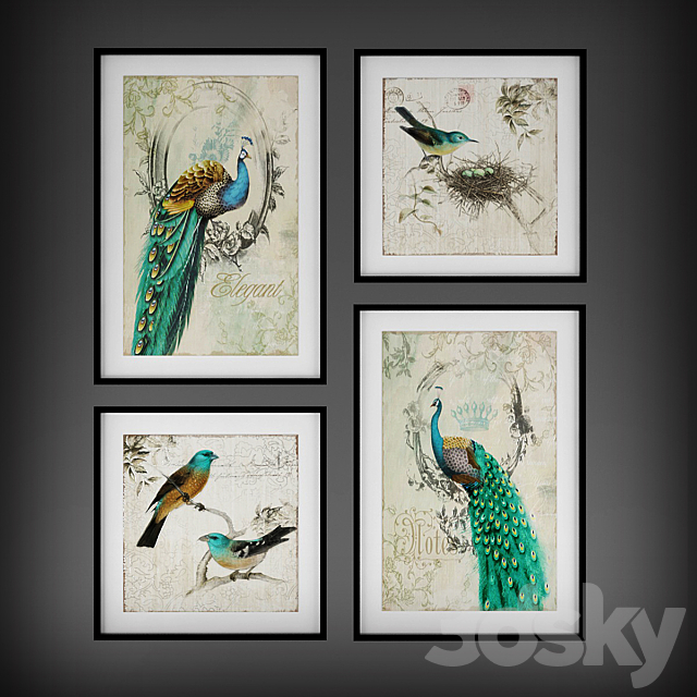 Collection of paintings “The Birds” 3DSMax File - thumbnail 1