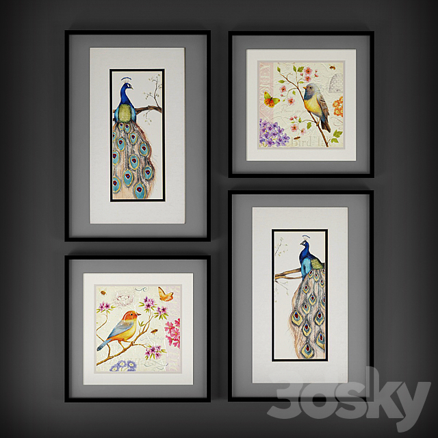 Collection of paintings “The Birds” 3DSMax File - thumbnail 3