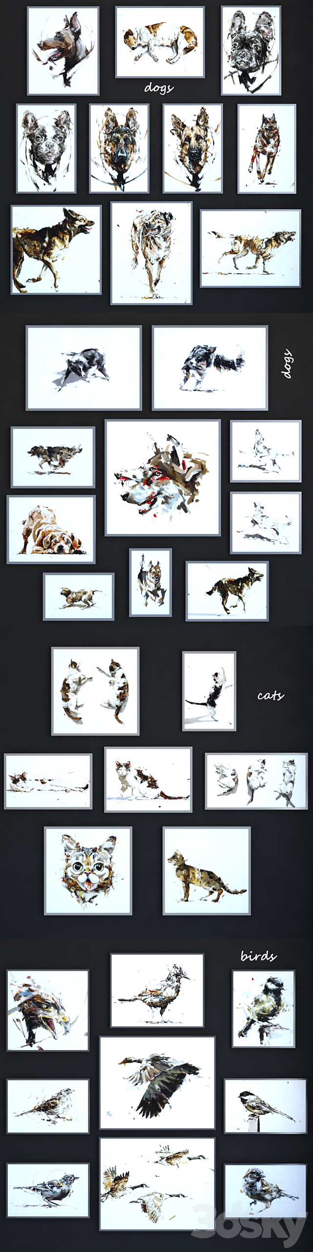 Collection of pictures with animals 3DSMax File - thumbnail 3