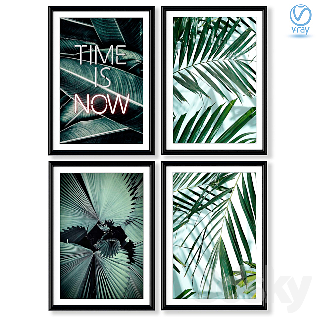 Collection of posters with palm leaves. 3DSMax File - thumbnail 1