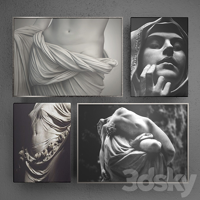 Contemporary collection of photographs of antique sculptures 2 3ds Max - thumbnail 1