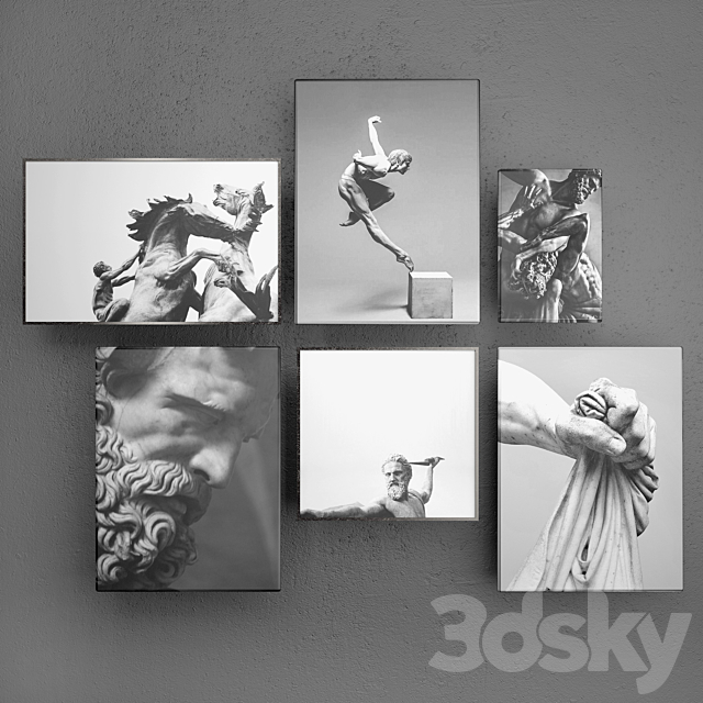 Contemporary collection of photographs of antique sculptures 2 3ds Max - thumbnail 3