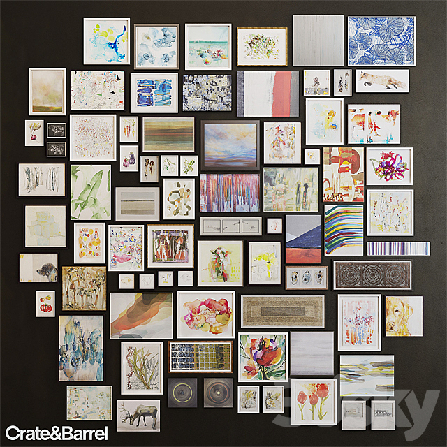 crate&barrel set of paintings 3DSMax File - thumbnail 1