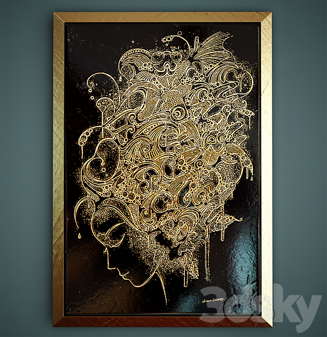 Decorative marble panels engraved and gilded. 3ds Max - thumbnail 1