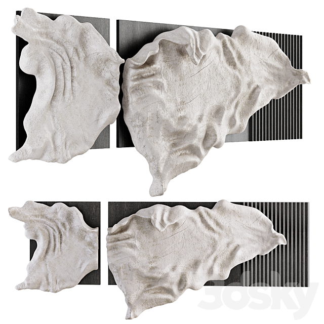 Decorative panel with a sculptural bas-relief made of plaster 3ds Max - thumbnail 1