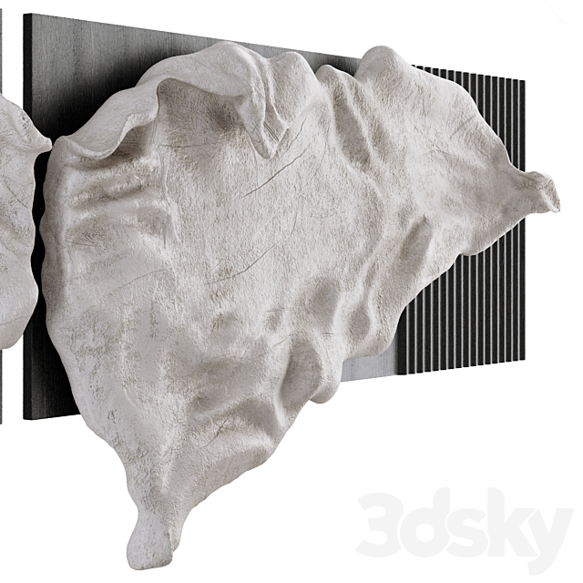 Decorative panel with a sculptural bas-relief made of plaster 3ds Max - thumbnail 2