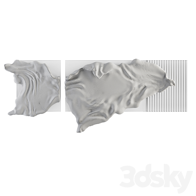 Decorative panel with a sculptural bas-relief made of plaster 3ds Max - thumbnail 3