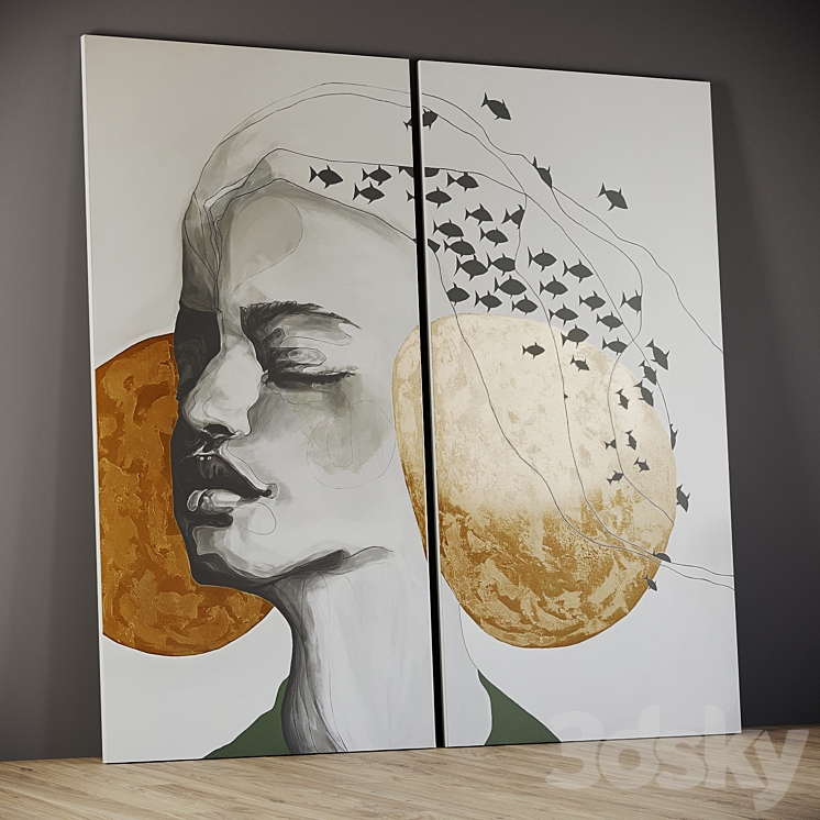 “Diptych “”Girl. Graphics””.” 3DS Max Model - thumbnail 2