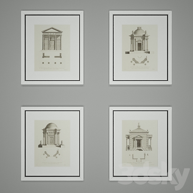 Eichholtz prints Architecture set of 4 3DSMax File - thumbnail 1