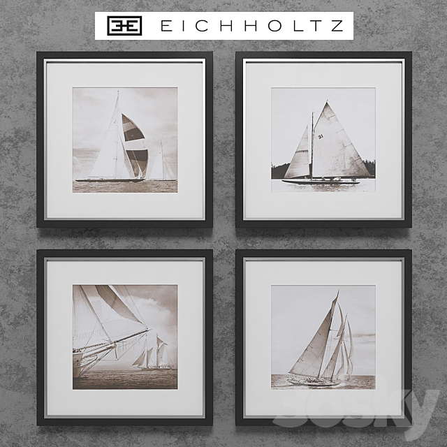 Eichholtz Set of 4 Boat Prints 3DSMax File - thumbnail 1