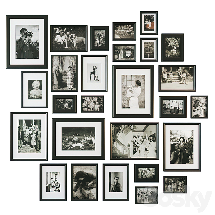 Family retro photo wall 3DS Max Model - thumbnail 1