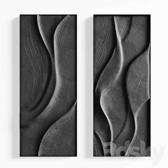 Folded wall art set 02 in three colors 3DS Max Model - thumbnail 2