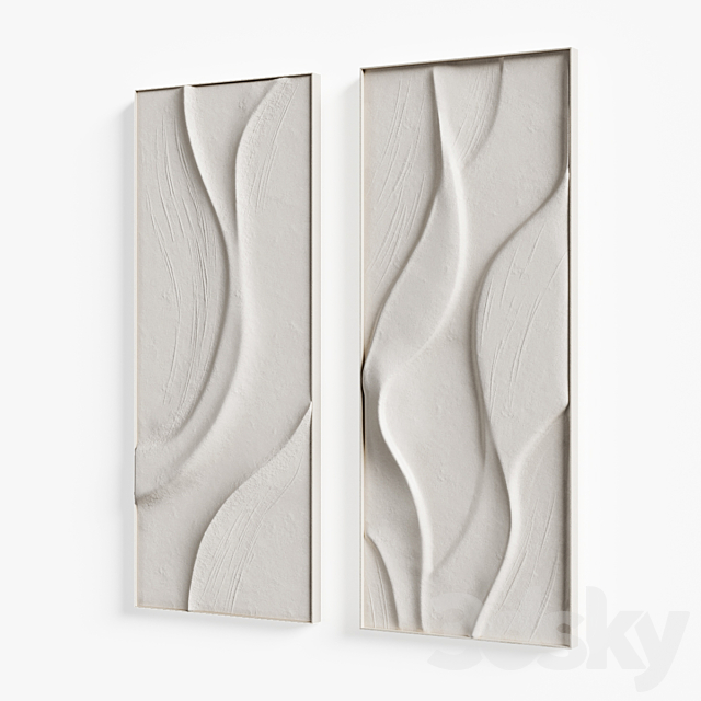 Folded wall art set 02 in three colors 3DS Max Model - thumbnail 4