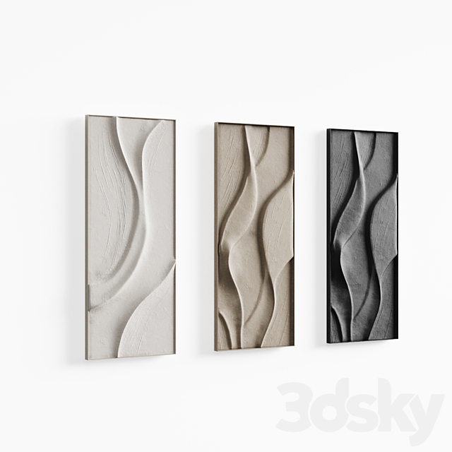 Folded wall art set 02 in three colors 3DS Max Model - thumbnail 6